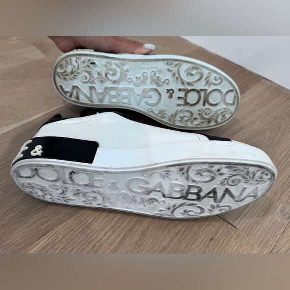 Dolce & Gabbana White Love Logo-Embossed Leather Sneakers Size IT 40 - Picture 6 of 10